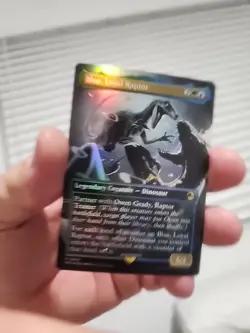 MTG Blue Loyal Raptor Borderless Foil Jurassic World Collection Card #8 - Image 4
