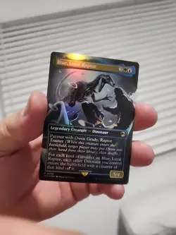 MTG Blue Loyal Raptor Borderless Foil Jurassic World Collection Card #8 - Image 5