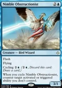 MTG Nimble Obstructionist - Foil, Hour of Devastation, Heavily Played, English - Image 1