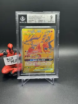 BGS 9 Reshiram & Charizard GX Tag Team Sm247 Gold Full Art holo Black Star Promo - Image 1