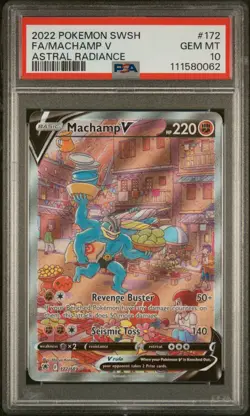 2022 POKEMON SWORD & SHIELD ASTRAL RADIANCE #172 FULL ART/MACHAMP V PSA 10 - Image 1
