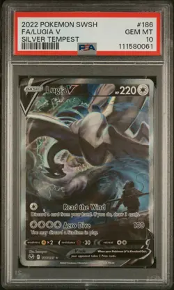2022 POKEMON SWORD & SHIELD SILVER TEMPEST #186 FULL ART/LUGIA V PSA 10 - Image 1