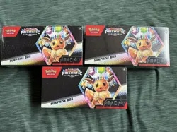 Pokemon Prismatic Evolutions 3 Surprise Box Lot Scarlet Violet 8.5 Lot of 3 New! - Image 1
