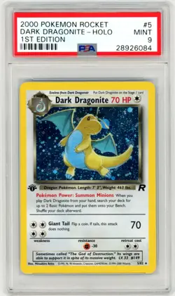 Dark Dragonite #5 1st edition 2000 Pokemon Team Rocket PSA 9 - Image 1