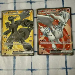 Reshiram ex Zekrom ex 158/086 Pokemon White Flare Black Bolt Full Art Ultra Rare - Image 1