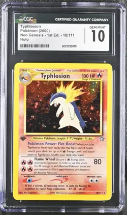 Pokemon Typhlosion 18/111 1st Edition Neo Genesis Holo 2000 CGC 10 Gem Mint - Image 1