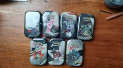 7 Mini Tins Of Pokemon TCG Scarlet And Violet Black Bolt And White Flame - Image 1