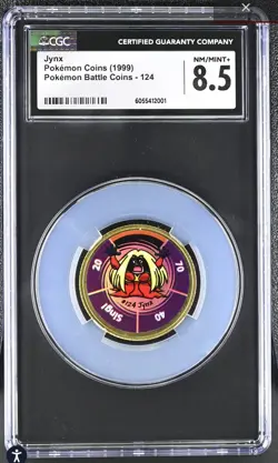 POP 1 🔥 1999 Hasbro Pokemon Battle Coins CGC 8.5 Jynx 124 Coin METAL PSA - Image 1