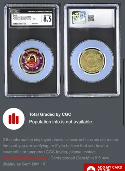 POP 1 🔥 1999 Hasbro Pokemon Battle Coins CGC 8.5 Jynx 124 Coin METAL PSA - Image 3