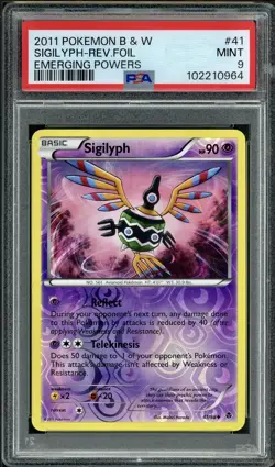 POP 1 Sigilyph 41/98 Emerging Powers Reverse Holo B & W Pokemon Card PSA 9 MINT - Image 1