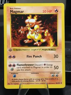 Pokemon TCG Magmar Base Set 1st Edition Uncommon Card 36/102 - Image 1