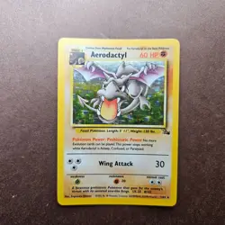 Aerodactyl 1/62 Pokemon Fossil Holo Rare Card - MP - Image 1