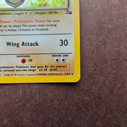 Aerodactyl 1/62 Pokemon Fossil Holo Rare Card - MP - Image 5