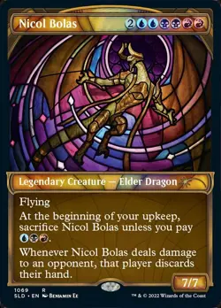 NM-Mint, English MTG Foil Nicol Bolas - Stained Glass Secret Lair Drop Series Si - Image 1