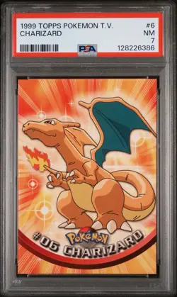 1999 TOPPS POKEMON TV #6 CHARIZARD PSA 7 - Image 1