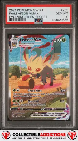 2021 Pokemon Sword & Shield Evolving Skies #205 Leafeon Vmax PSA 10 - Image 1
