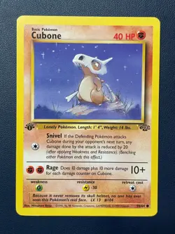 1x Pokemon Cubone 1st Edition 50/64 Common Jungle MP With Sleeve & Top Loader - Image 1