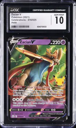 2021 POKEMON CELEBRATIONS - HOLO #016/025 ZACIAN V CGC 10 GEM MINT - Image 1