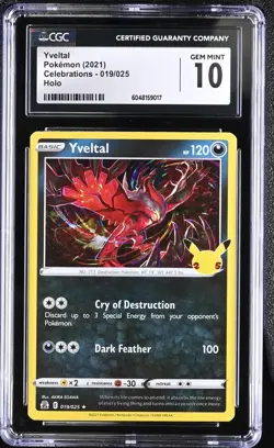 2021 POKEMON CELEBRATIONS #019 YVELTAL CGC 10 - Image 1