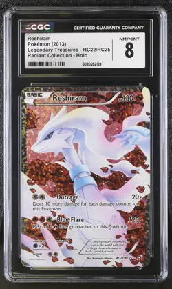 CGC 8 Reshiram Legendary Treasures RC22/RC25 Radiant Collection Pokemon Card - Image 1