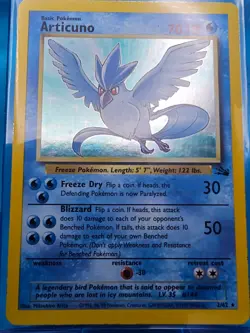Articuno 2/62 Holo MP Fossil Unlimited Pokemon TCG Card Vintage 1999 - Image 1