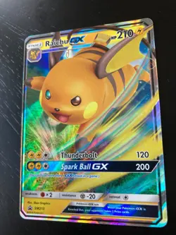 Raichu GX 2019 Hidden Fates Black Star Promo Full Art Pokemon Card SM213 + 100 R - Image 2