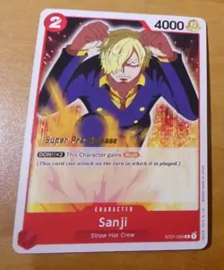 ONE PIECE ENGLISH CARD SUPER PRE-RELEASE GAME CARTE SANJI ST01-004 ST EN NM - Image 1