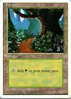 Forest (B) Magic The Gathering Fourth Edition Lightly played - Image 1