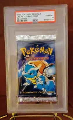 1999 Pokemon PSA 10 Blastoise Foil Base Set Booster Pack Sealed THIN FONT - Image 2