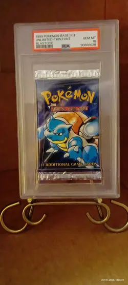 1999 Pokemon PSA 10 Blastoise Foil Base Set Booster Pack Sealed THIN FONT - Image 3