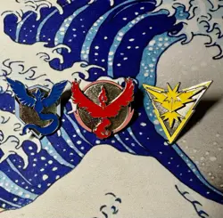 2022 Official Pokemon Go Team Mystic Instinct & Valor Set of 3 Pins Loose New - Image 1
