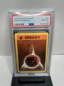 #97 FIGHTING ENERGY PSA 10 GEM MINT BASE SET POKEMON GAME - Image 1