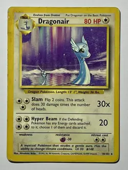 Dragonair 18/102 (DMG) Rare Base Set Unlimited 1996 WOtC Pokemon Card - Image 1