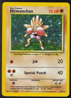 Pokemon TCG Hitmonchan Base Set, Holo Unlimited Rare Card 7/102 - Image 1