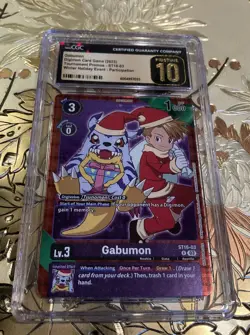 CGC Pristine 10 Digimon Card Game Gabumon ST16-03 Winter Holiday Event Promo BIN - Image 1