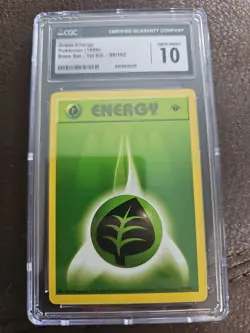 GRASS ENERGY Pokemon Card WOTC 1st Edition Base Set Shadowless 99/102 NM (C) - Image 1