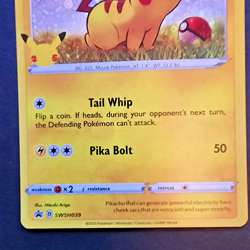 2020 Pokemon Pikachu SWSH039 Promo Holo NP in NM to better condition - Image 3