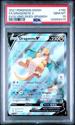 2021 POKEMON SWORD & SHIELD EVOLVING SKIES SPANISH FULL ART/DRAGONITE V PSA 10 - Image 1