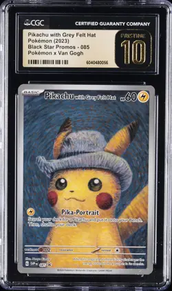 2023 BLACK STAR PROMO POKEMON X VAN GOGH #085 PIKACHU WITH GREY FELT HAT CGC 10 - Image 1
