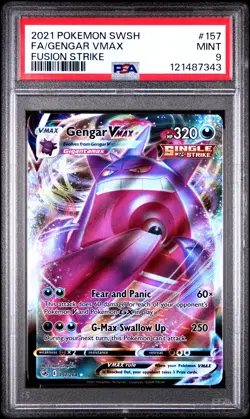 2021 POKEMON SWORD & SHIELD FUSION STRIKE #157 FULL ART/GENGAR VMAX PSA 9 - Image 1