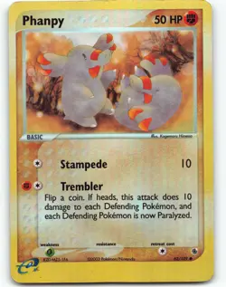 Pokemon TCG - EX Ruby & Sapphire - Common - Reverse Holo - Phanpy 62/109 - MP! - Image 1