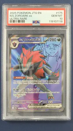 2025 POKEMON JTG EN-JOURNEY TOGETHER ULTRA RARE #175 N'S ZOROARK EX PSA 10 - Image 1
