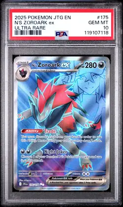 2025 POKEMON JTG EN-JOURNEY TOGETHER ULTRA RARE #175 N'S ZOROARK EX PSA 10 - Image 3