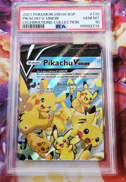 2021 Pokemon SWSH Celebrations Pikachu V Union Collection #139-141 PSA 10 Gem - Image 5