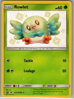 Rowlet SV2/SV94 Hidden Fates: Shiny Vault - Pokemon Card - NM - Image 1