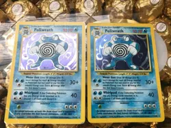 Pokemon TCG Poliwrath Holo Rare Base Set 13/102-Error Card-Set of 2 MP/HP - Image 1