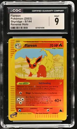 CGC 9 MINT Flareon 2003 Skyridge 8/144 Reverse Holo Pokemon Card - Image 1