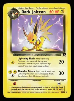 Dark Jolteon 38/82 Uncommon Team Rocket Pokemon Card - Image 1