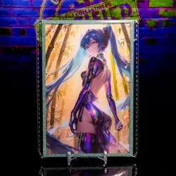 Hatsune Miku CV01 Waifu Trading Card A6 Oversized Vocaloid Acrylic Glitter - Image 1