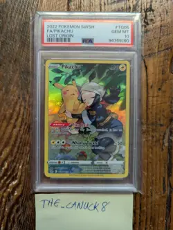 2022 Pokemon #TG05 Pikachu Full Art Lost Origin PSA 10 Trainer Gallery - Image 1
